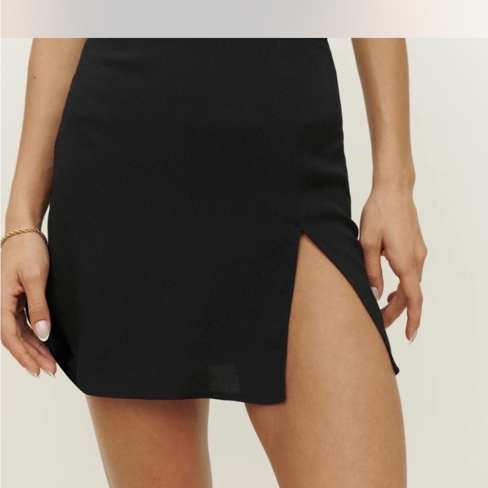 Reformation Black Mini Skirt with Slit